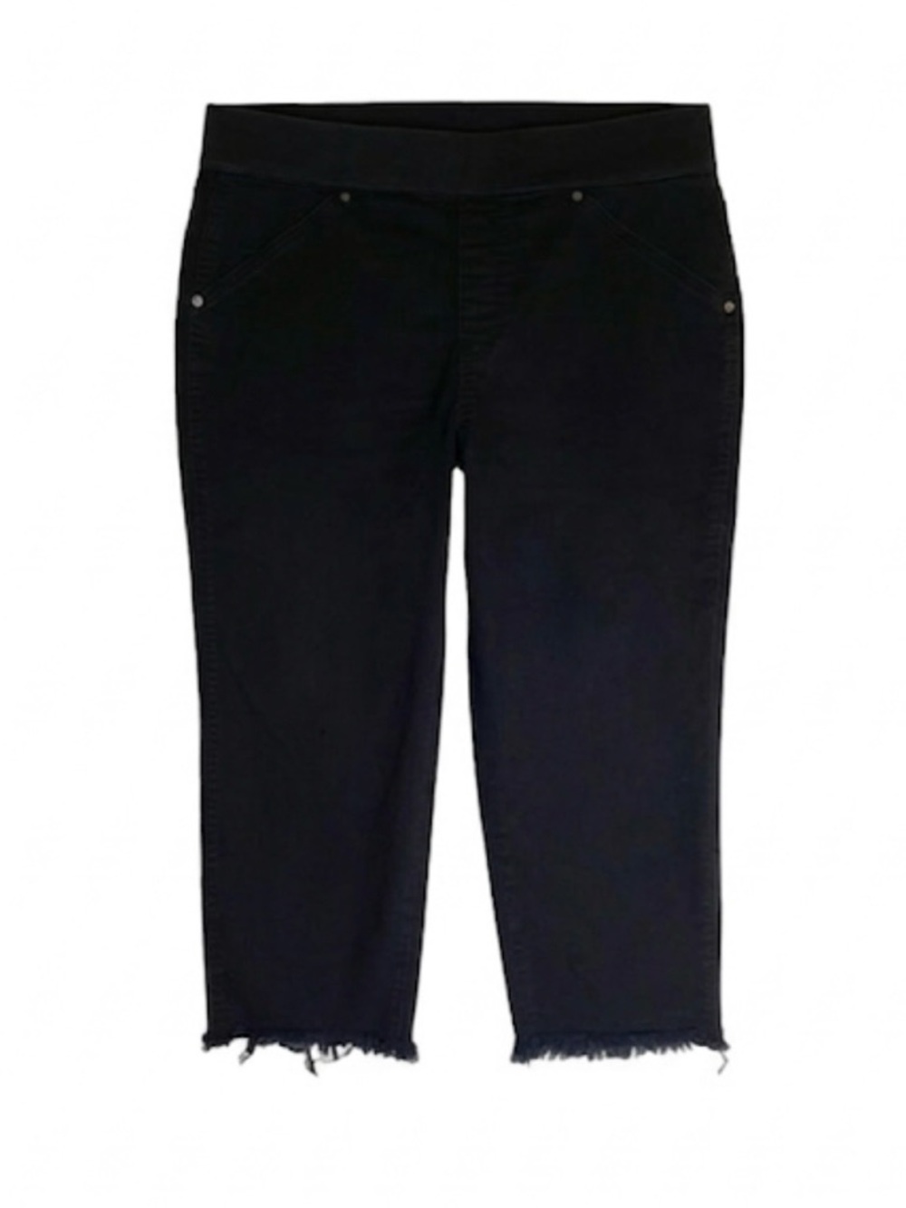 CAFFE MARRAKESH Cropped Elastic Waist Raw Hem Pants, size 8, Black